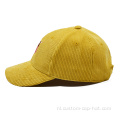 Aangepaste gele corduroy honkbalpet